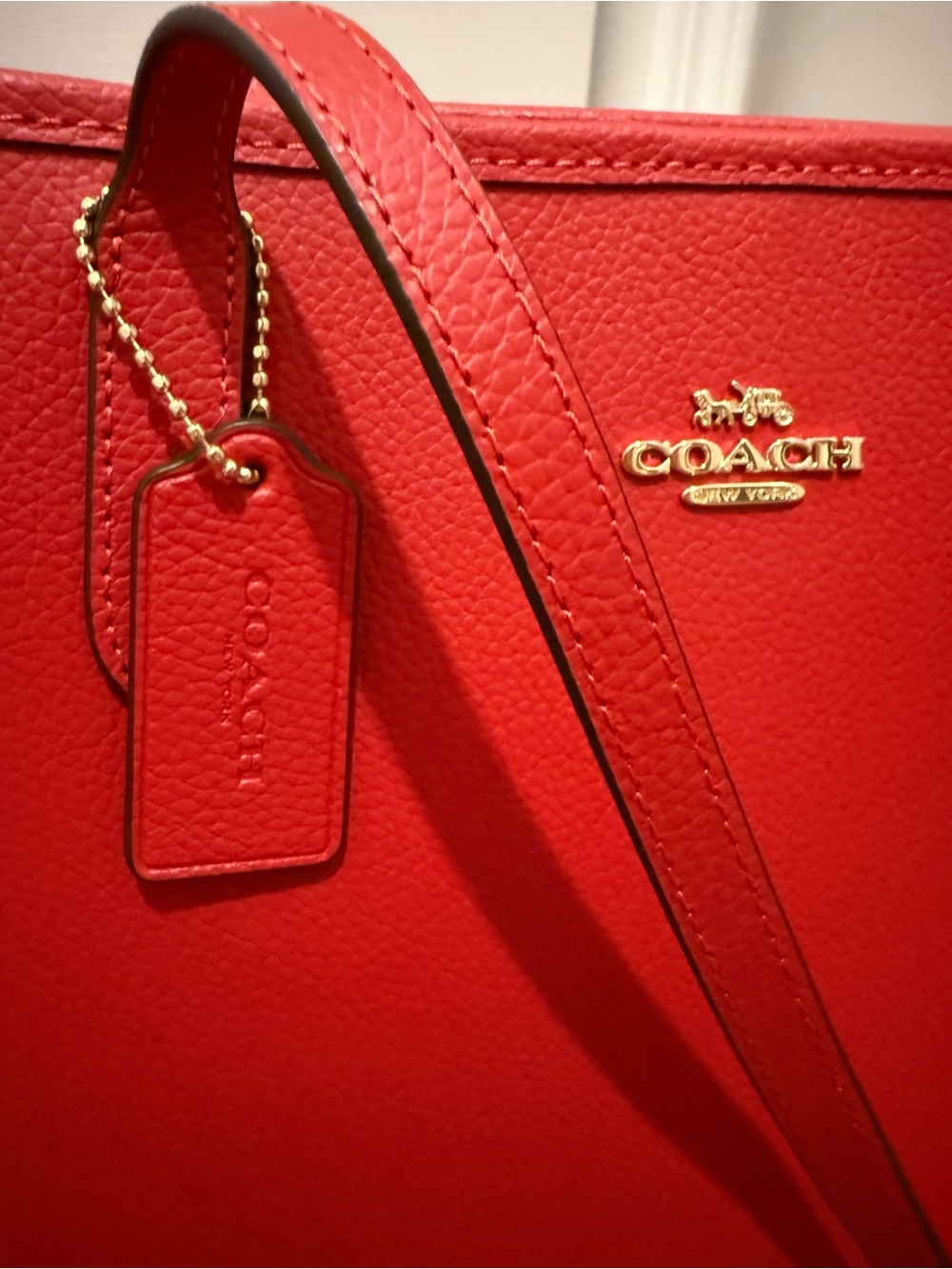 Coach Red Leather Medium City Tote Bag / PRICE FIRM - Picture 10 of 11